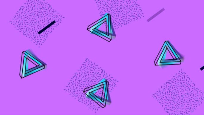 淡紫色背景动画中的颜色线条和几何图形