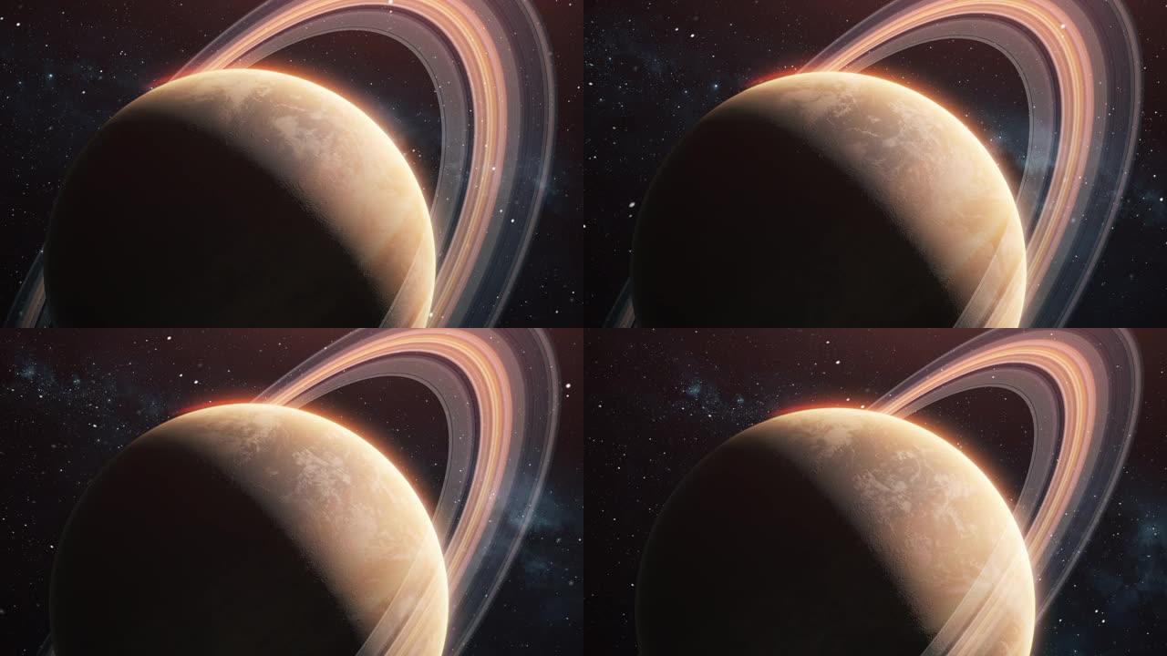 土星在外太空对抗恒星和银河系