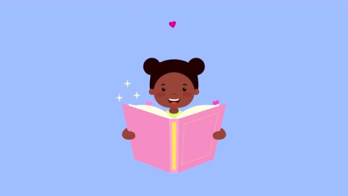 小非洲女孩阅读书籍角色