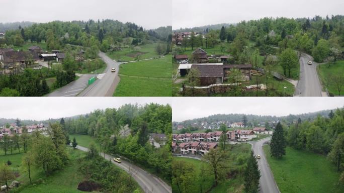 在乡村道路上行驶的空中应急车辆