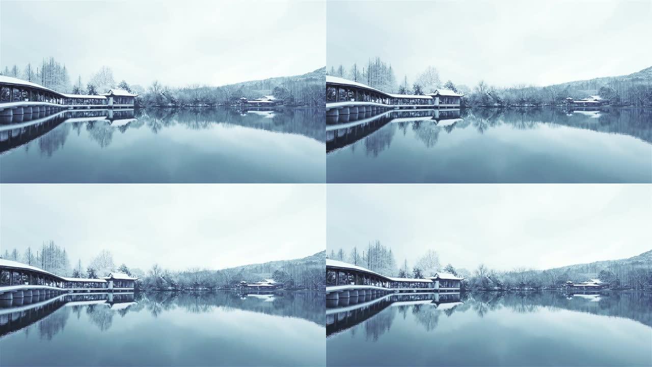 杭州冬季景观安静冬季湖面