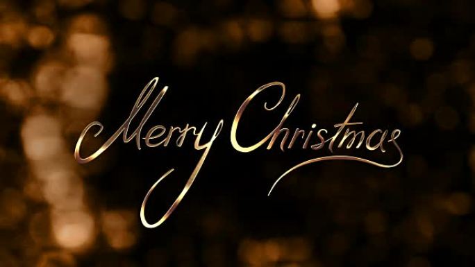 金色圣诞快乐金色字母背景三维动画