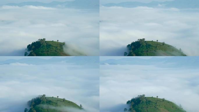 山上有雾的云时间流逝。