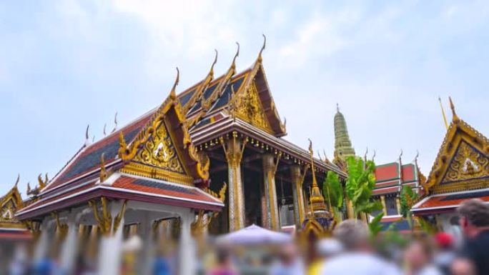 曼谷Wat Phra Kaeo或泰国曼谷市翡翠佛寺的4k延时地标