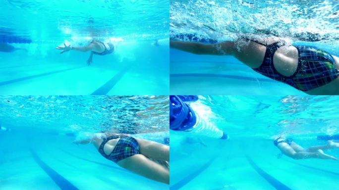 儿童游泳自由泳游泳运动员