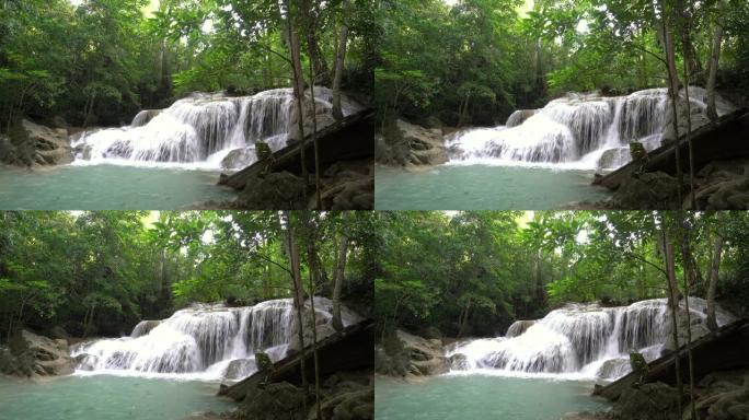 泰国北碧府美丽自然中的瀑布