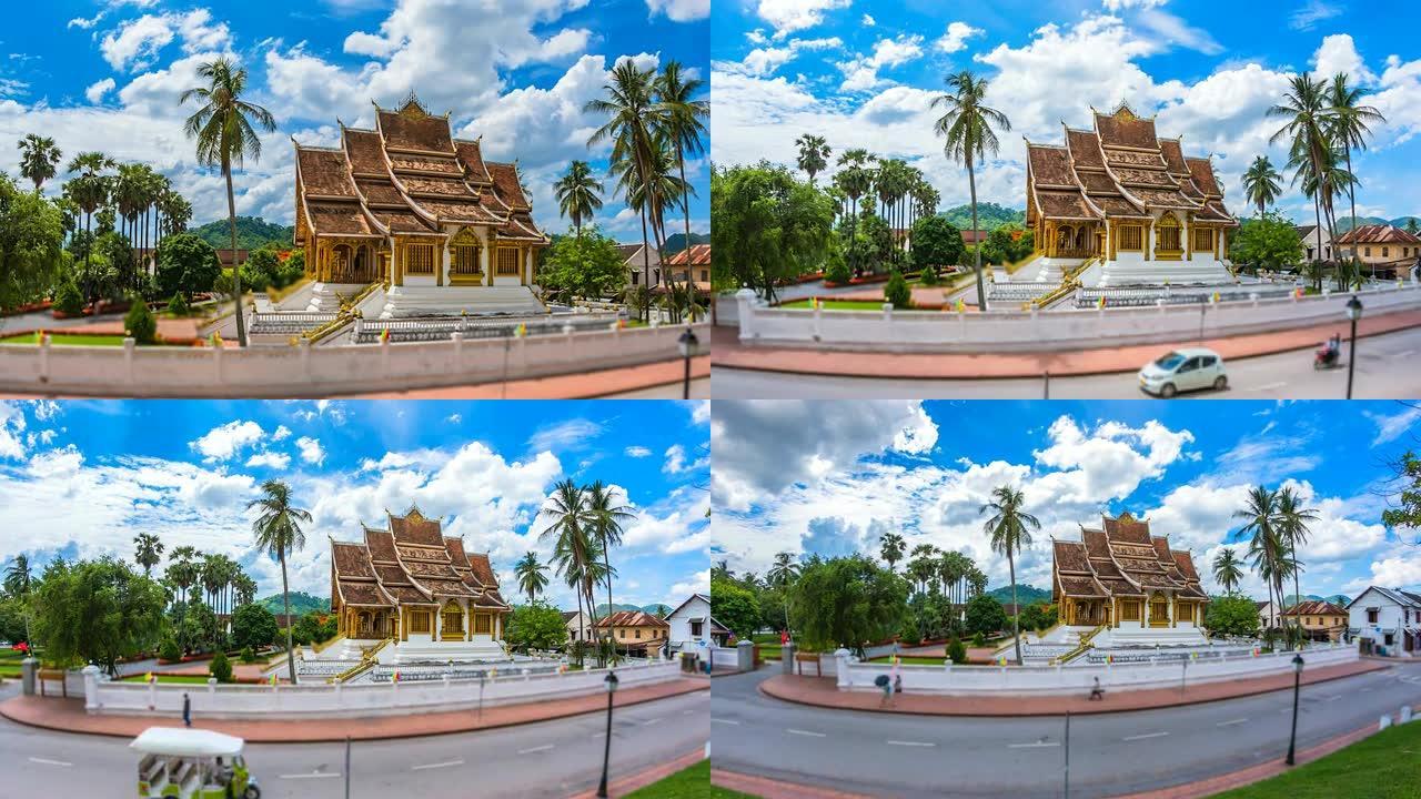 4k。老挝琅勃拉邦市的延时宫殿琅勃拉邦 (皇家故宫博物院)