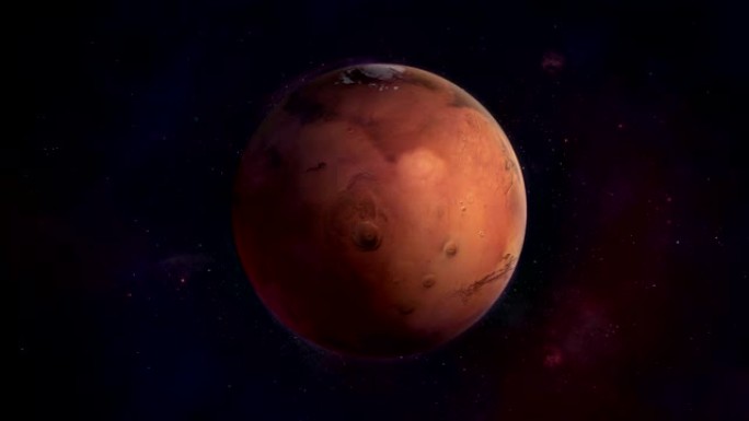 深蓝色空间中的红色星球火星