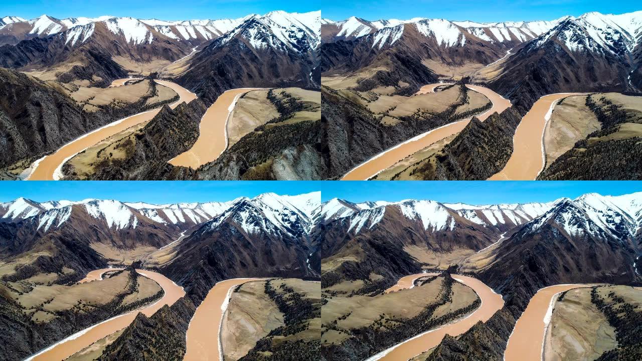 青海鸟瞰图高原青藏西藏雪山冰山