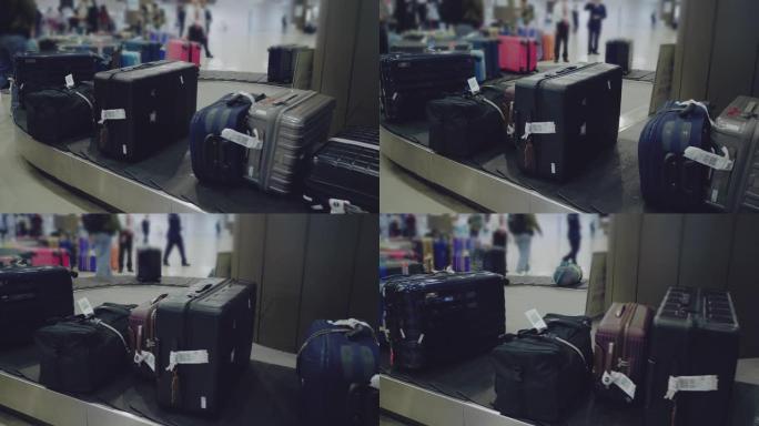 机场行李传送带实拍视频素材运送带
