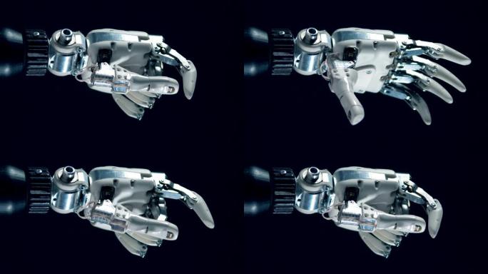 机器人假肢工作，移动金属手指。