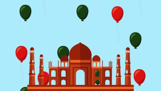 印度独立日庆典卡通印度寺庙卡通建筑