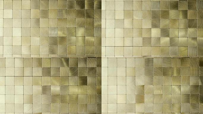 抽象正方形背景。金黄色方块实拍方块特写金