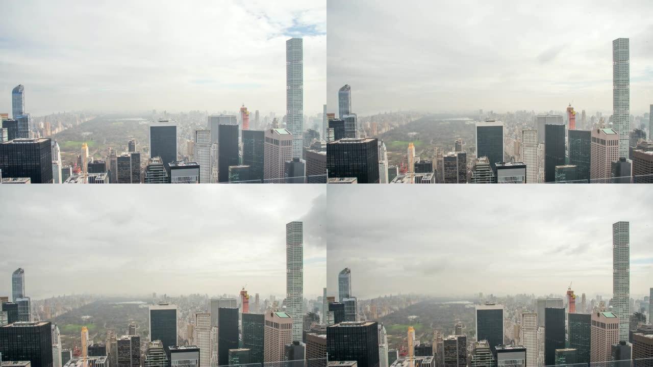 WS延时云在美国纽约中央公园和城市天际线上空滚动