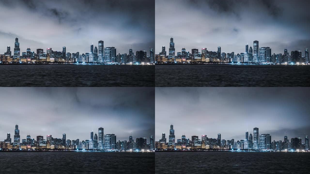 伊利诺伊州芝加哥的T/L夜景