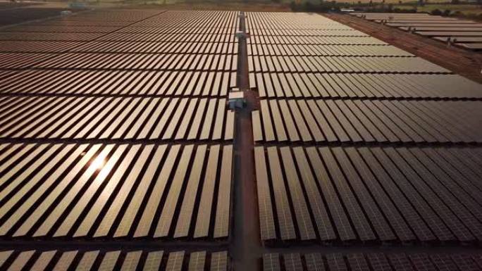 太阳能电池板替代能源的航拍