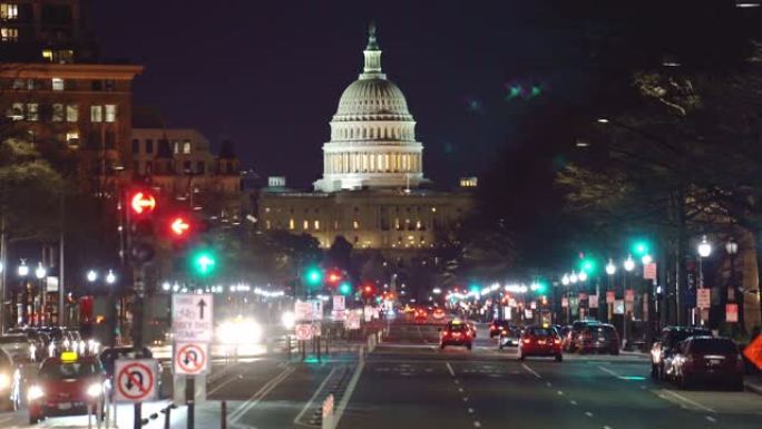 美国国会大厦夜景，华盛顿特区，美国