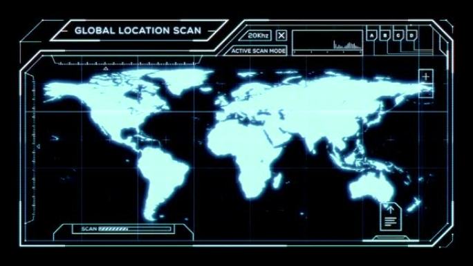 地球的计算机扫描全息科技世界地图