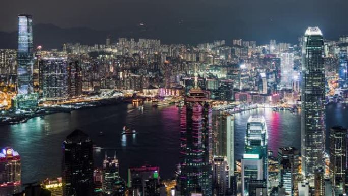 T/L WS HA TU鸟瞰图香港和黄昏时分的垃圾船