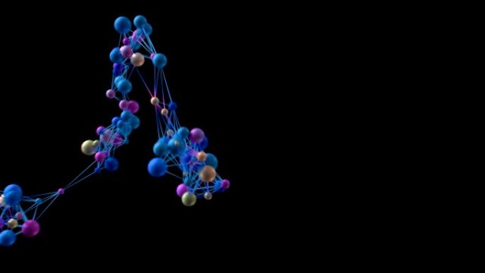 分子波流过框架。三维3D微观构造生化旋转
