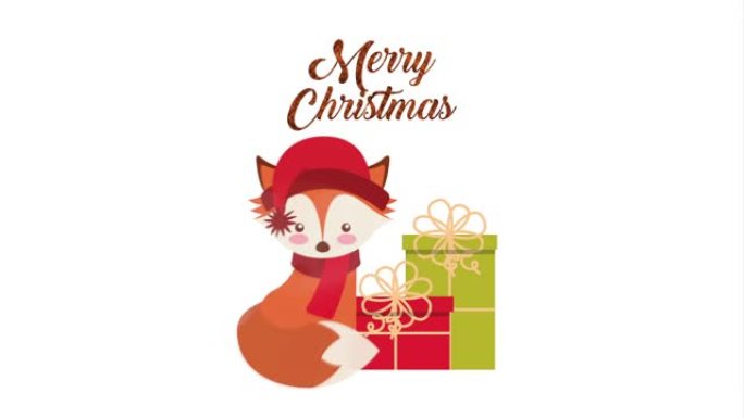 可爱的狐狸圣诞快乐贺卡