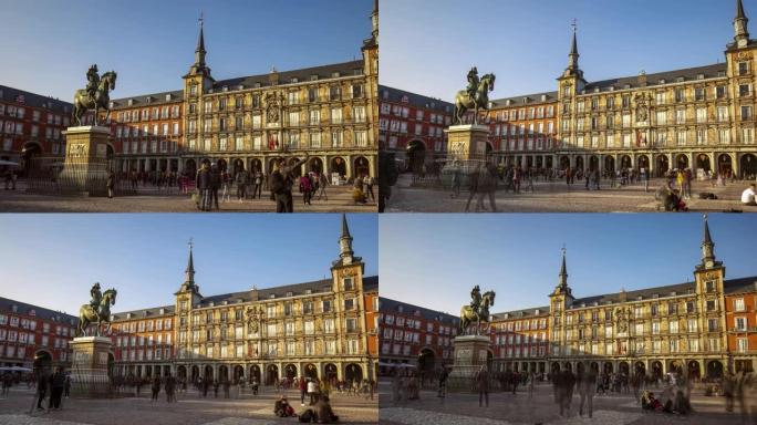 西班牙马德里市长广场的时间流逝