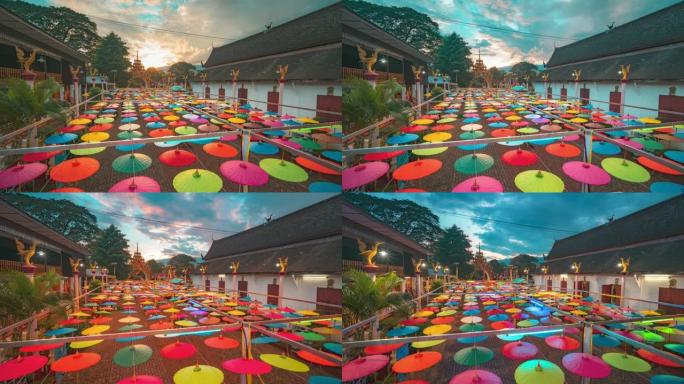 泰国清迈北部的兰纳雨伞节和loi kathong节