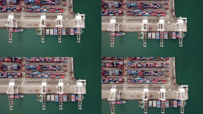 货物和集装箱船的鸟瞰图，运输概念