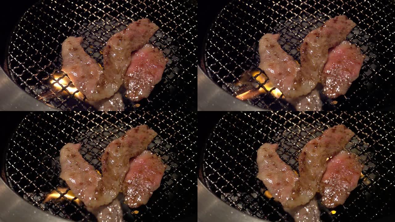 慢动作神户和牛牛肉烧烤烤肉