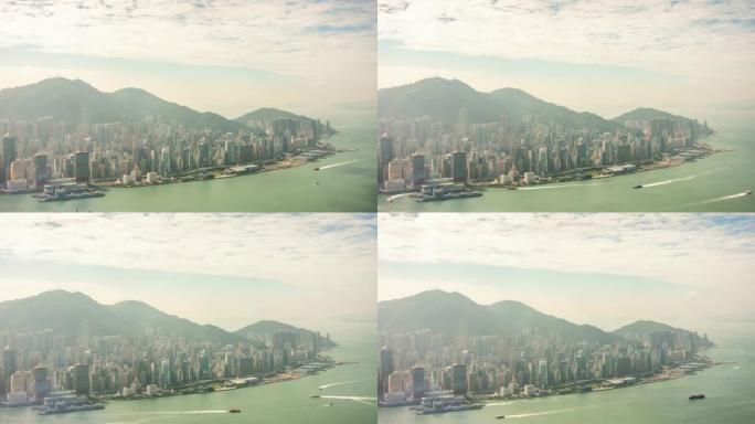 延时: 香港中环市区的鸟瞰图
