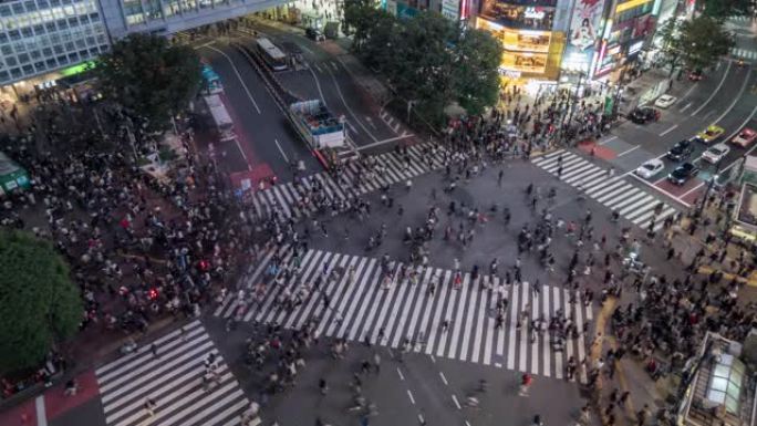 东京的涩谷十字路口