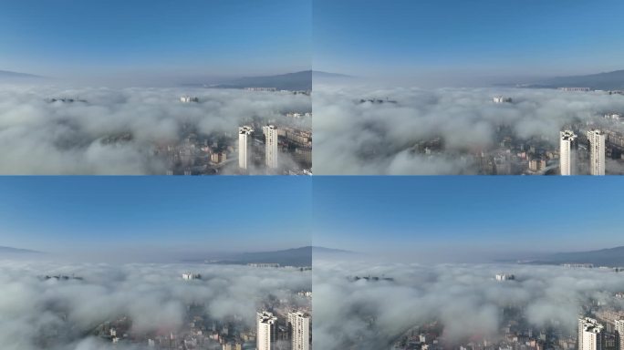 平流雾笼罩下的瑞丽市