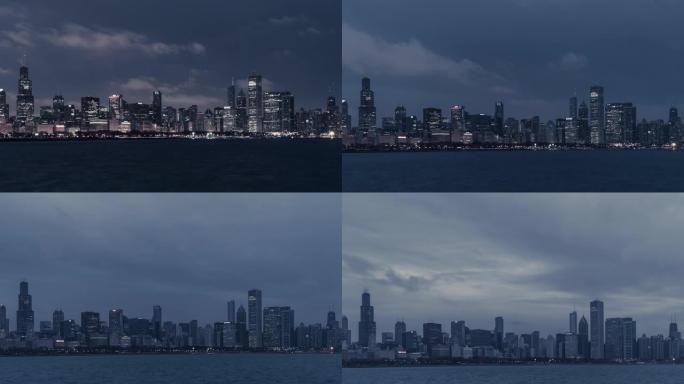 伊利诺伊州芝加哥的T/L TU夜景
