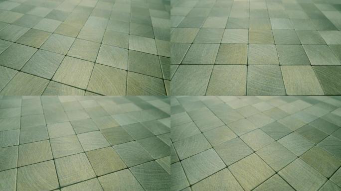 抽象正方形背景。地板砖金属地板