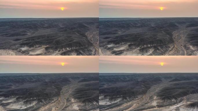 新疆鸟瞰图荒芜荒凉山区山地阳光日光