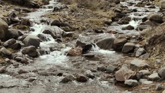 巴塔哥尼亚仙林中有小瀑布的山溪。