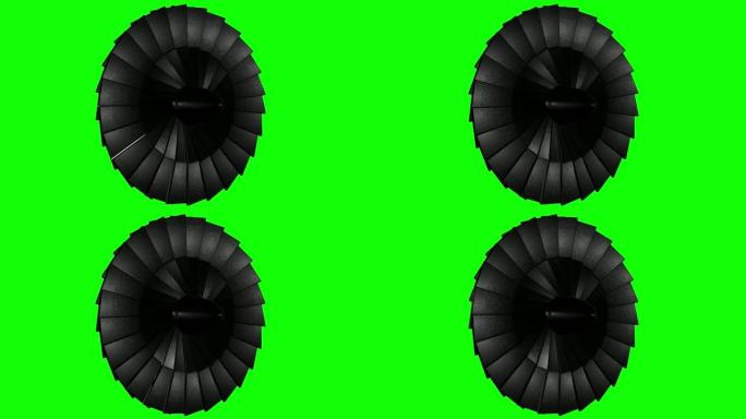 特写喷射涡轮绿屏 (可循环)