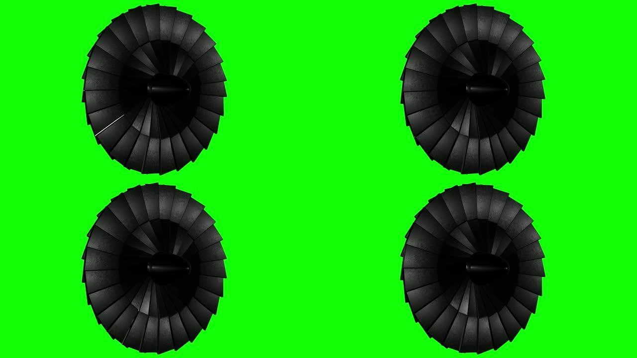 特写喷射涡轮绿屏 (可循环)