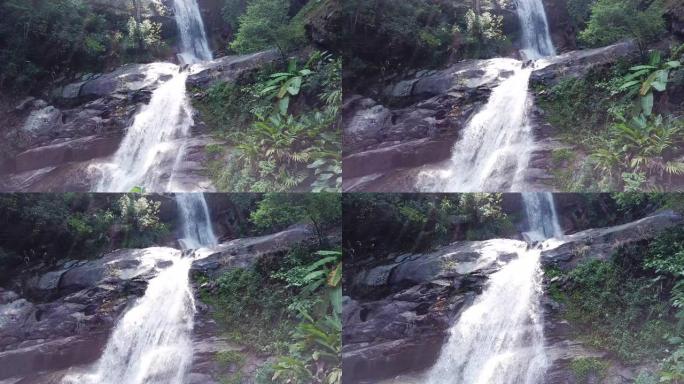 东南亚雨林中的瀑布，空中拍摄