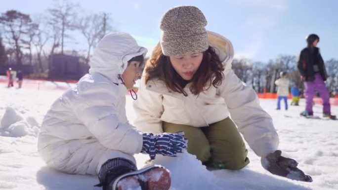 家庭堆雪人雪雕艺术雪地探险雪球大战