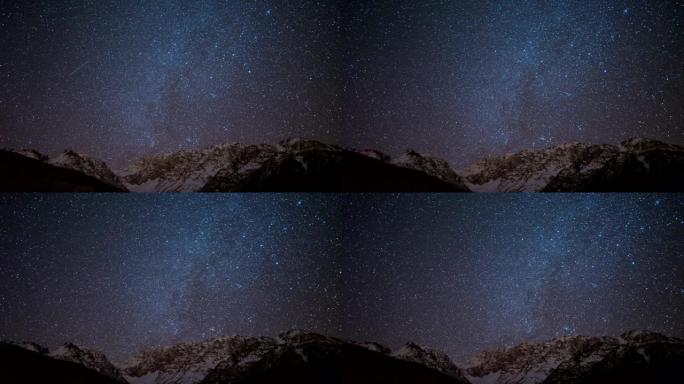 银河系在雪山上空移动的延时视频。