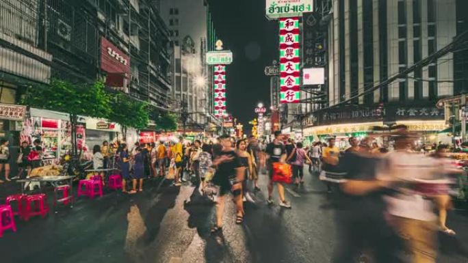 泰国曼谷唐人街夜间的过度失误