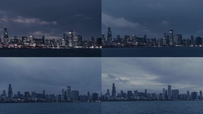 T/L ZO芝加哥天际线黎明，昼夜过渡/伊利诺伊州芝加哥
