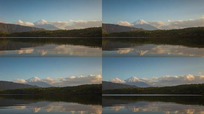 在日本山梨市佐子湖日落时间，藤山山山的多莉右边的4k时间流逝。