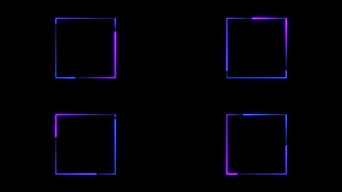 抽象霓虹方形框架。