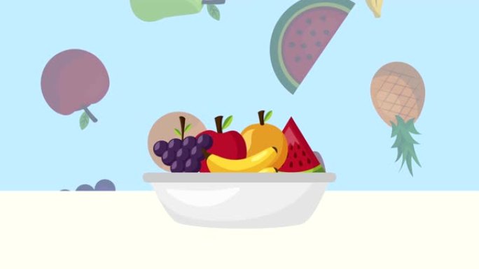 水果新鲜健康食品动画