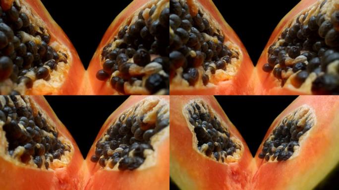 用微距探测镜头拍摄的木瓜独特镜头。