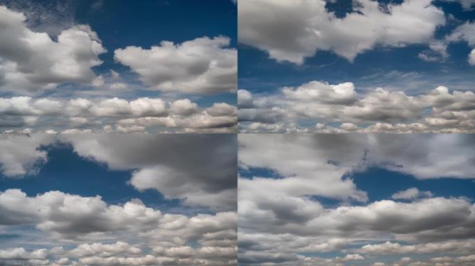 滚动浮肿的云时间流逝。蓝天，云朵。高质量镜头，4K