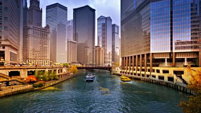 芝加哥。河。金融保险大楼。酒店