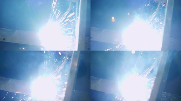 焊接金属引起的火花和光